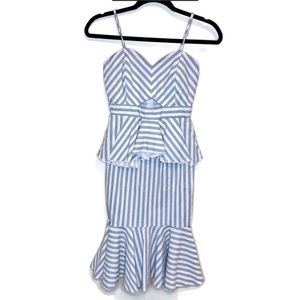 Boohoo Midi Striped Dress Peplum Sweetheart Cutout